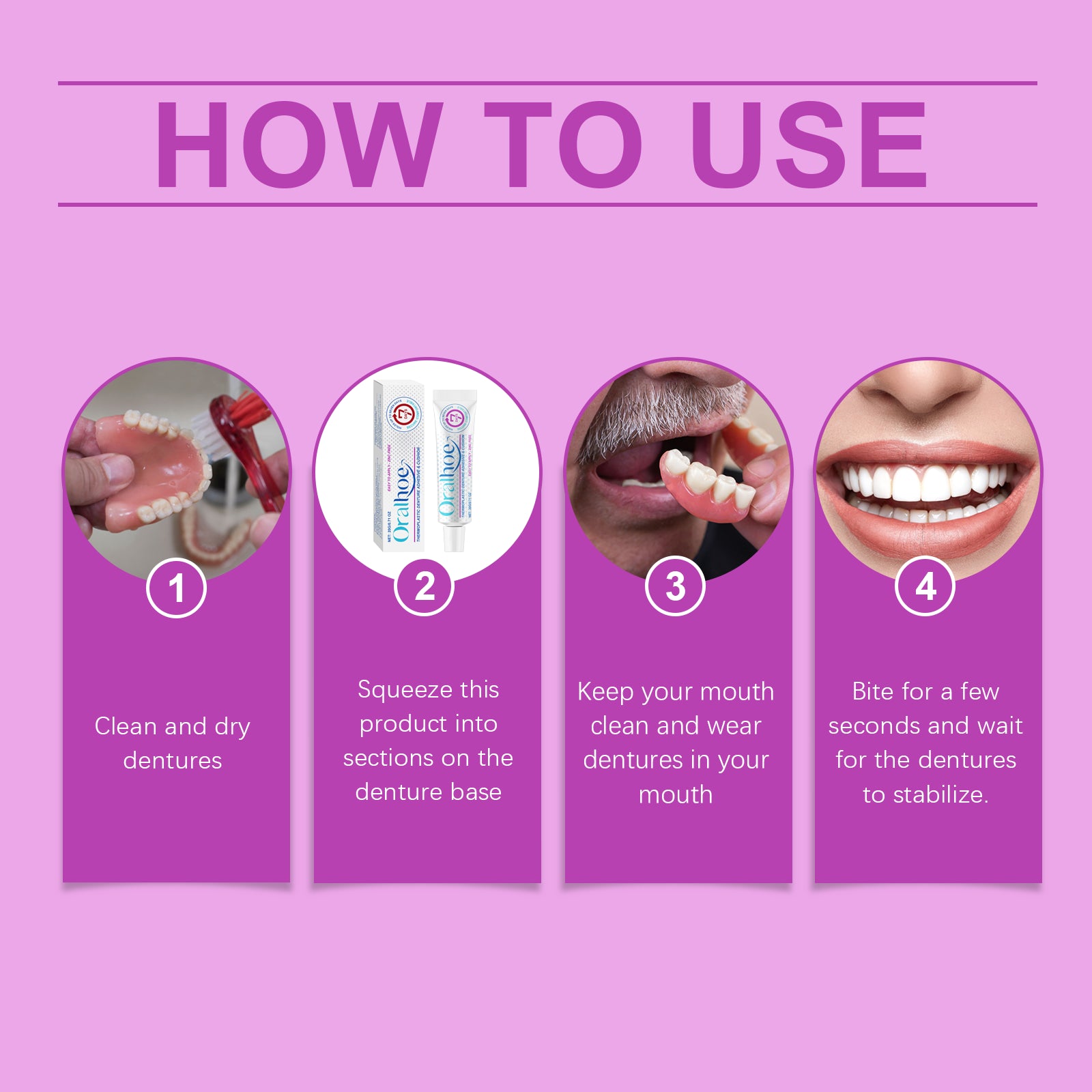 Adesivo termoplástico para dentaduras: mantém a dentadura no lugar, proporcionando maior conforto.