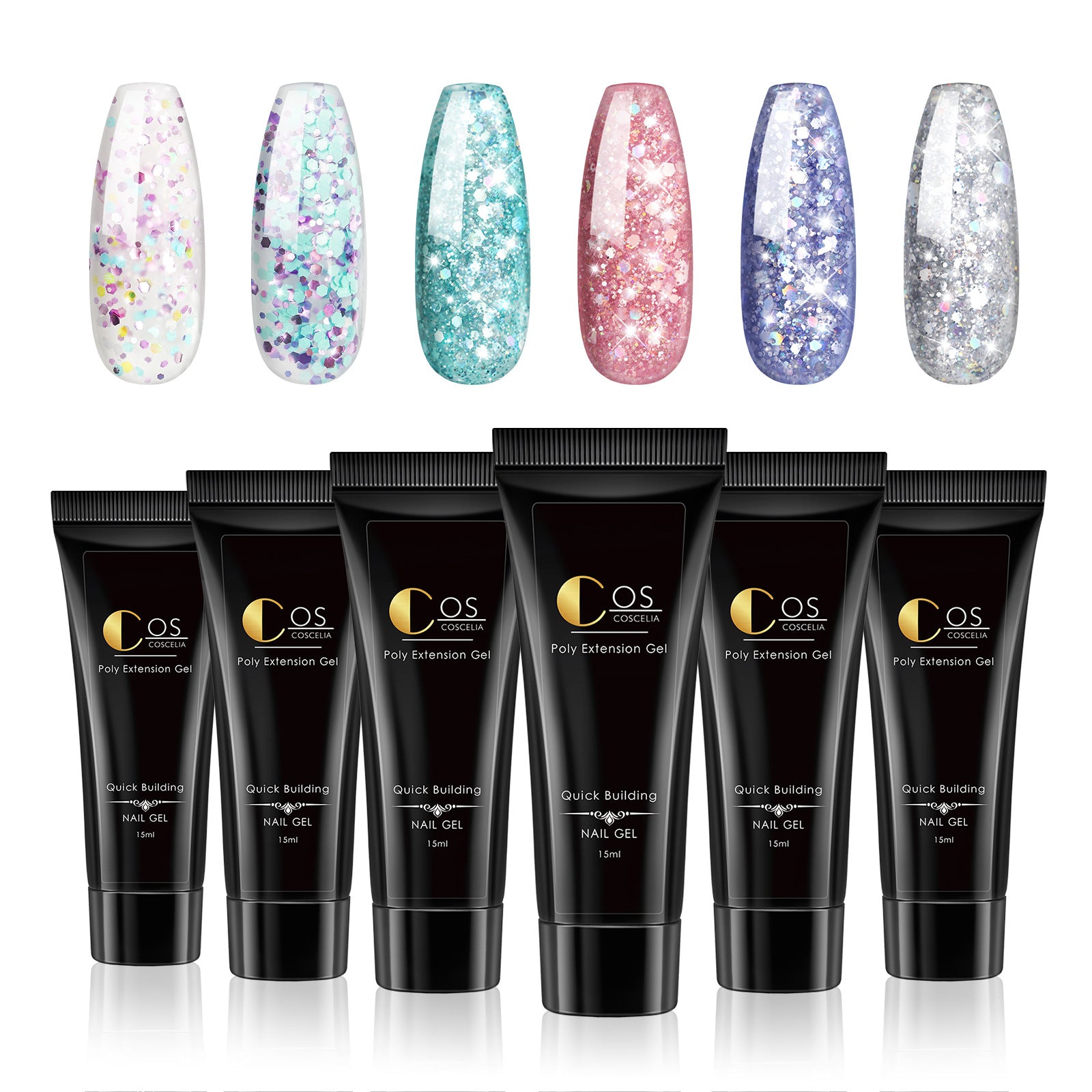 Cola para extensão de unhas de cristal indolor, sólida, sem papel, com proteção UV, para extensão rápida e fototerapia.