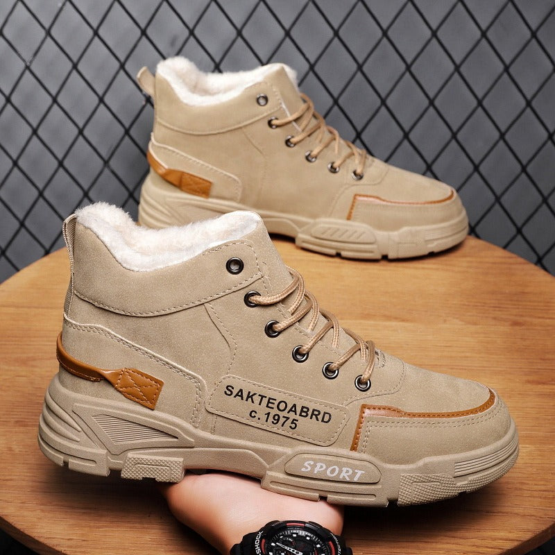 Sapatos de algodão, sapatos masculinos de inverno, botas Martin de cano alto, botas de trabalho Bumblebee, tamanho grande, cano médio, sapatos da moda, botas masculinas, sapatos modernos