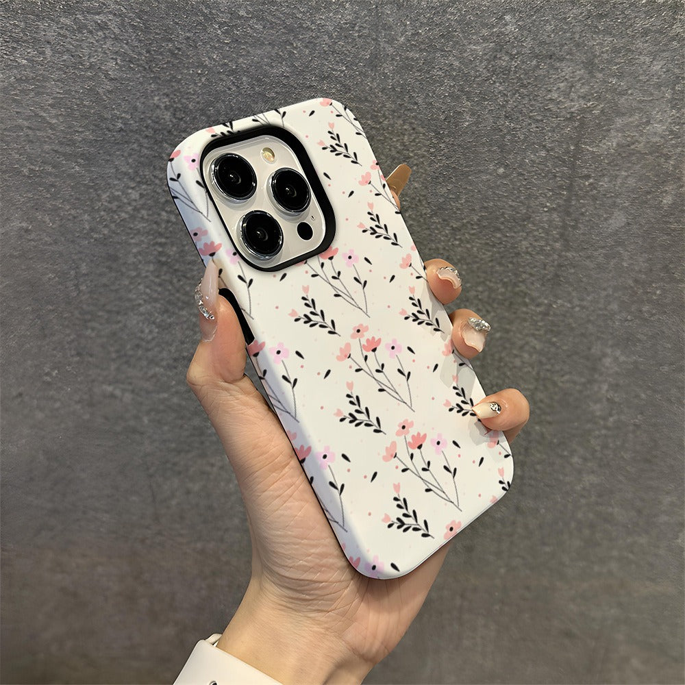 Capa protetora de película floral para Apple 15 Pro, IP16PM, 2 em 1, para celular Apple 13.