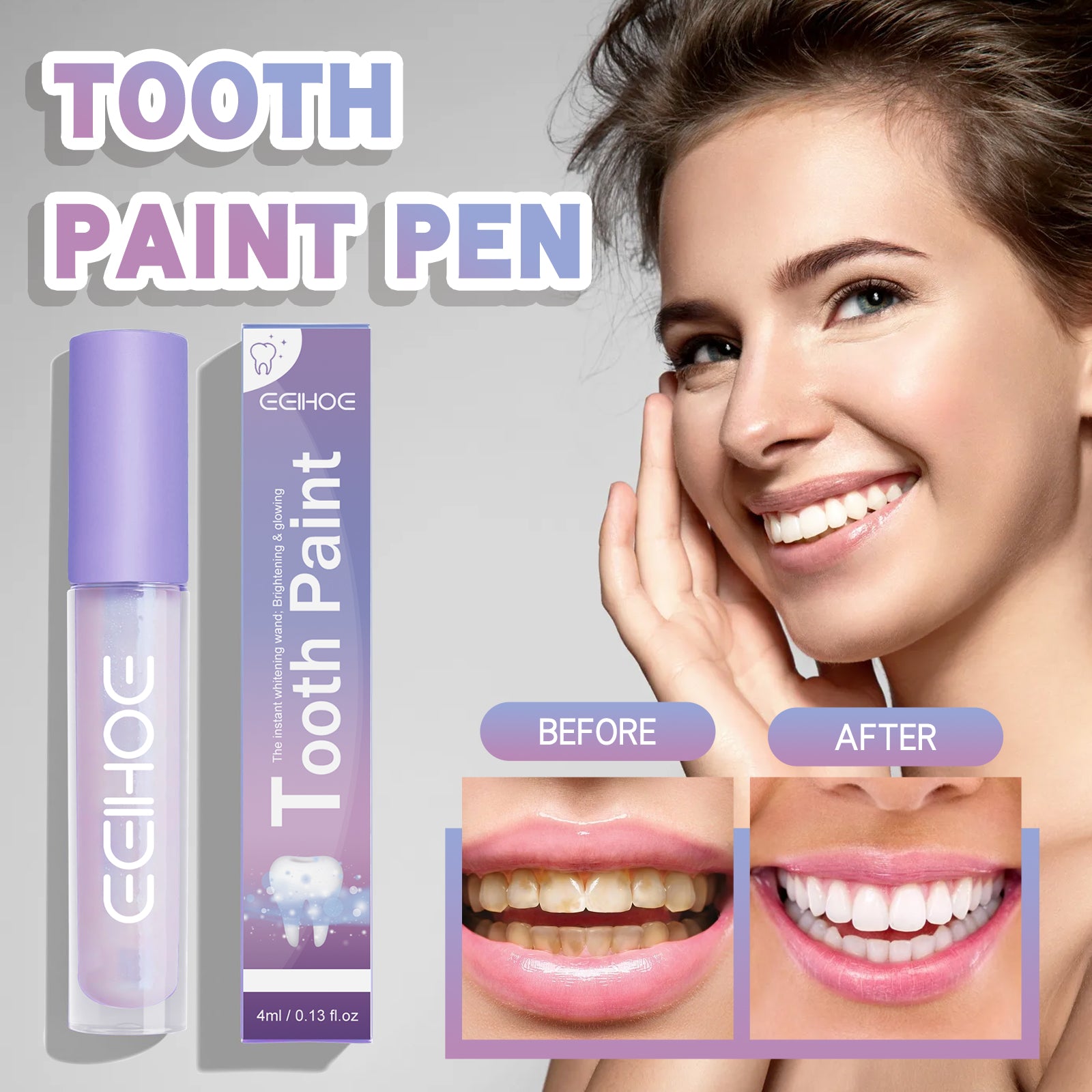 Caneta Clareadora Dental, Higiene Bucal, Limpeza de Manchas, Dentes Brancos, Hálito Fresco