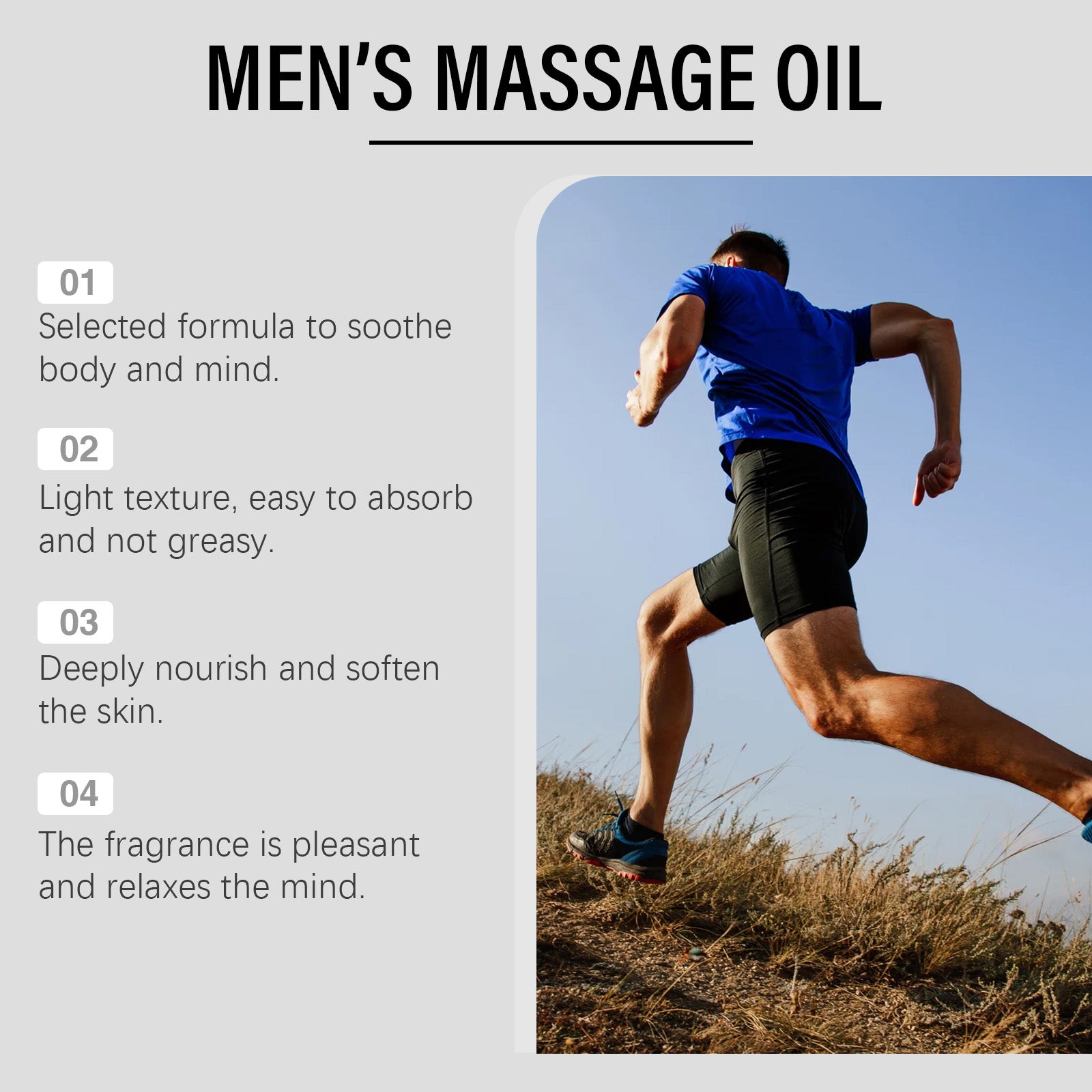 Óleo de Massagem Masculino North Moon, Hidratante Corporal Tópico para Cuidados com a Pele.