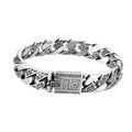 Pulseira masculina em prata 925 com padrão de elos cubanos, estilo vintage, em prata tailandesa oxidada.