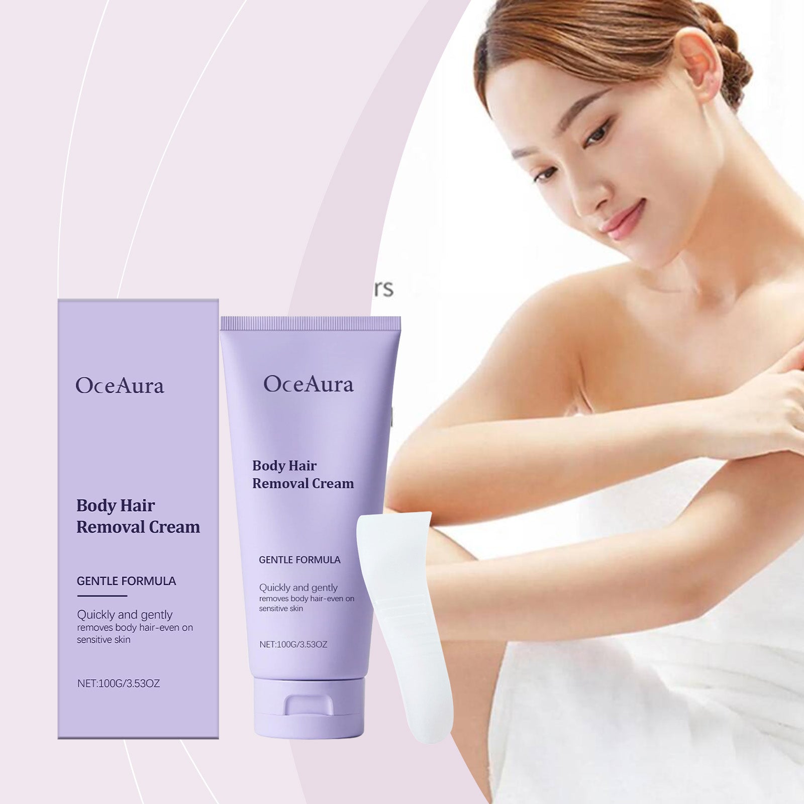 Creme Depilatório Corporal OceAura, Suave, para Limpeza e Remoção de Pelos nas Mãos e Pernas, para Homens e Mulheres.
