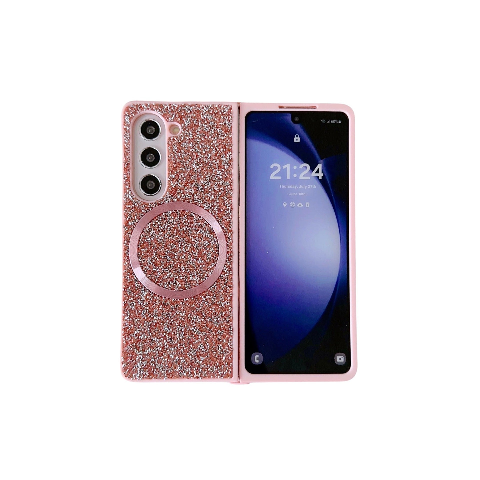 Capa para Samsung Z Fold 6, compatível com tela dobrável, capa protetora para Z Fold 5/W24 e capa magnética com glitter para Z Fold 3/4.