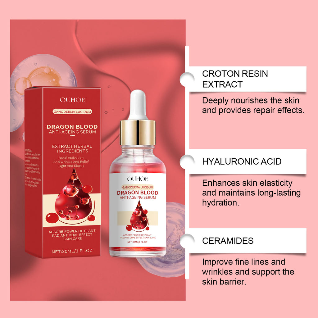 Essência de Sangue de Dragão OUHOE, Essência Hidratante e Iluminadora para o Contorno Facial