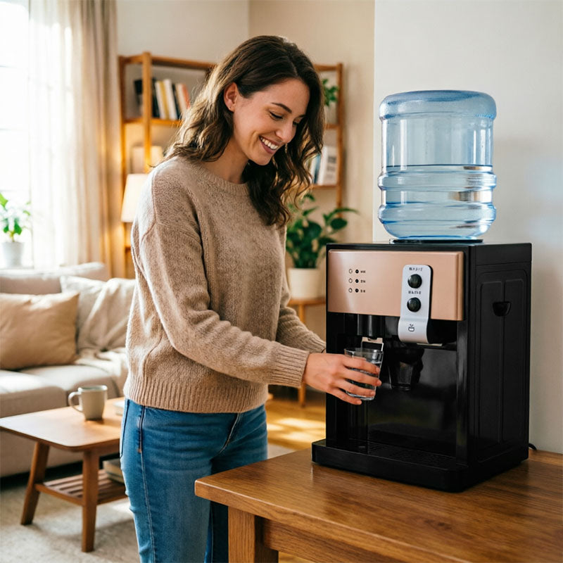 Dispensador de água elétrico de bancada, 8°C-95°C, purificador de água quente e fria para uso doméstico, na cozinha ou no escritório.