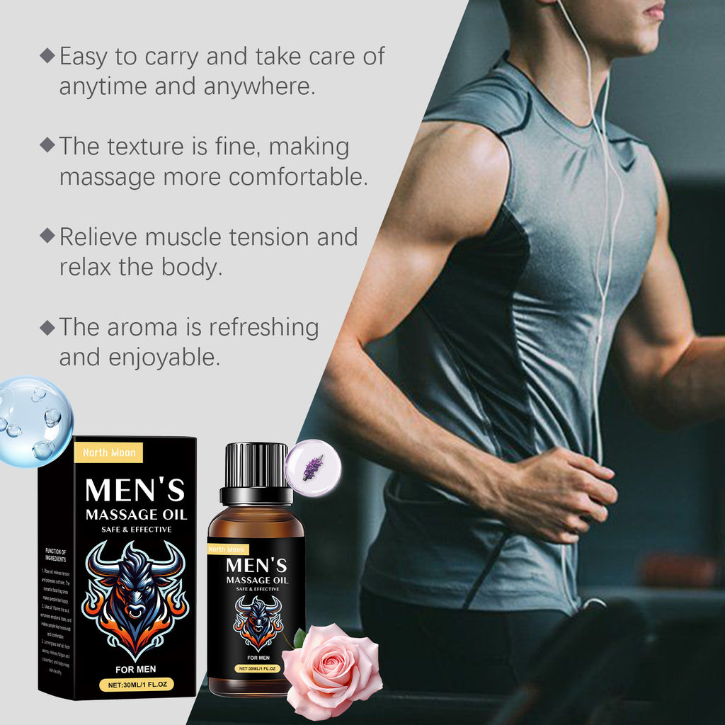 Óleo de Massagem Masculino North Moon, Hidratante Corporal Tópico para Cuidados com a Pele.