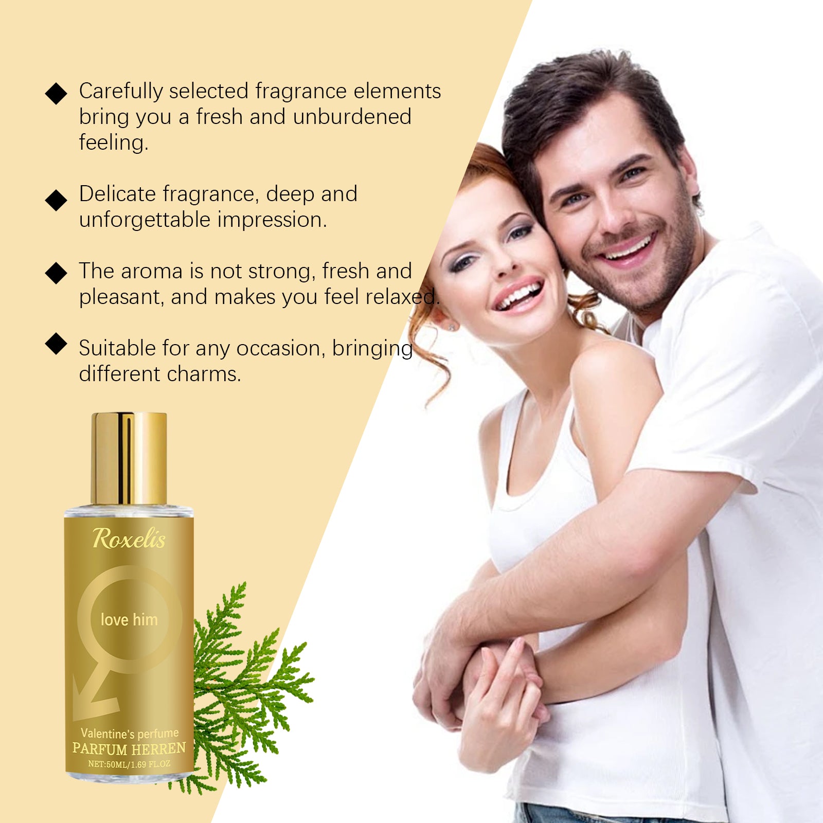 Roxelis Perfume Masculino para o Dia dos Namorados, Fragrância Masculina com Charme Fresco e Sutil, Fragrância Duradoura, Ideal para Casais em Encontros