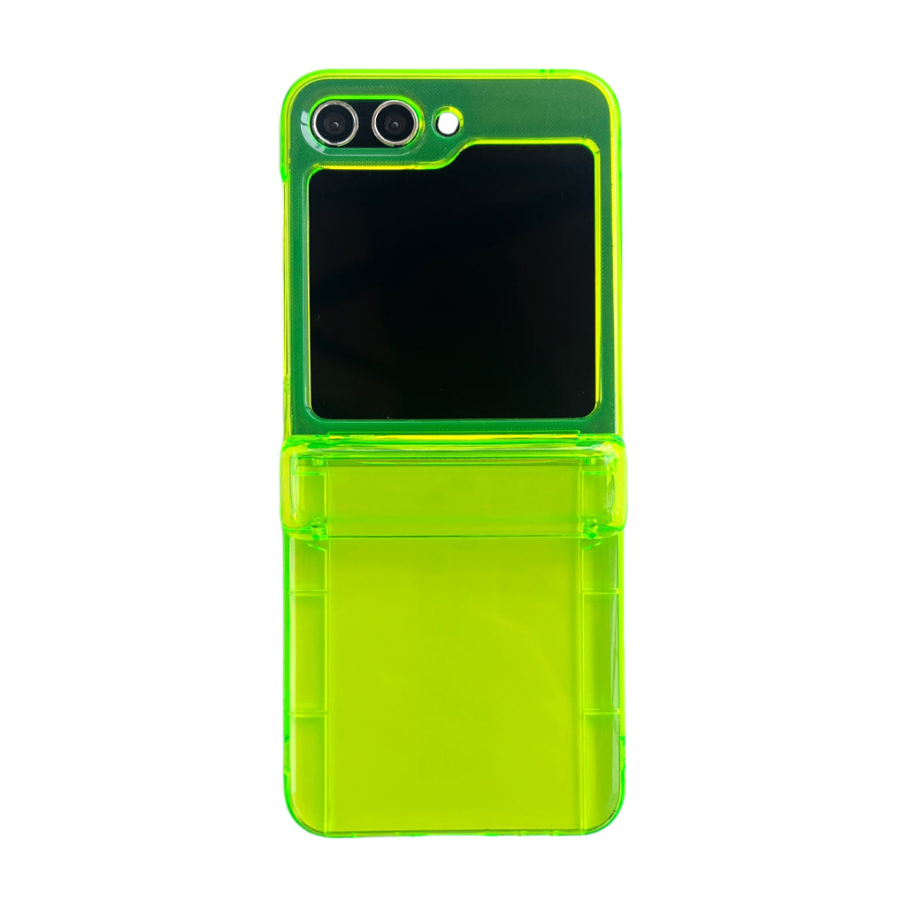 Capa protetora de tela dobrável para Samsung Galaxy Z Flip5, na cor verde fluorescente simples, modelo zflip4/3.