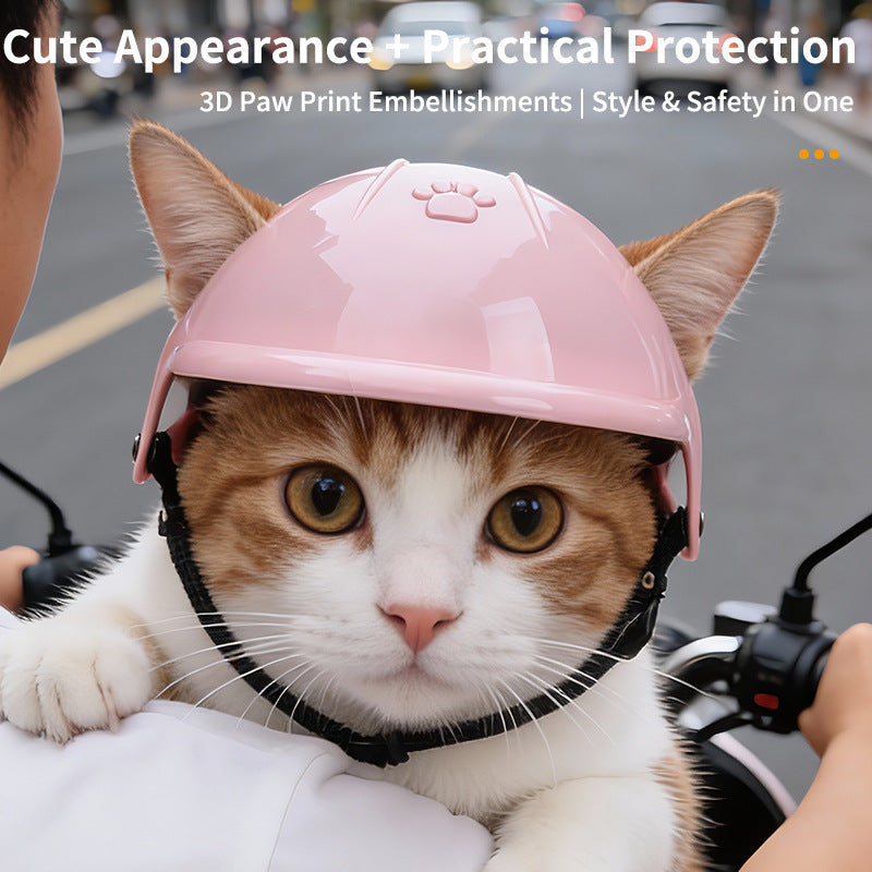 Capacete rosa para animais de estimação, novo, para cães e gatos, ideal para motociclismo, esporte e atividades ao ar livre. Acessório perfeito para a cabeça de animais de estimação.