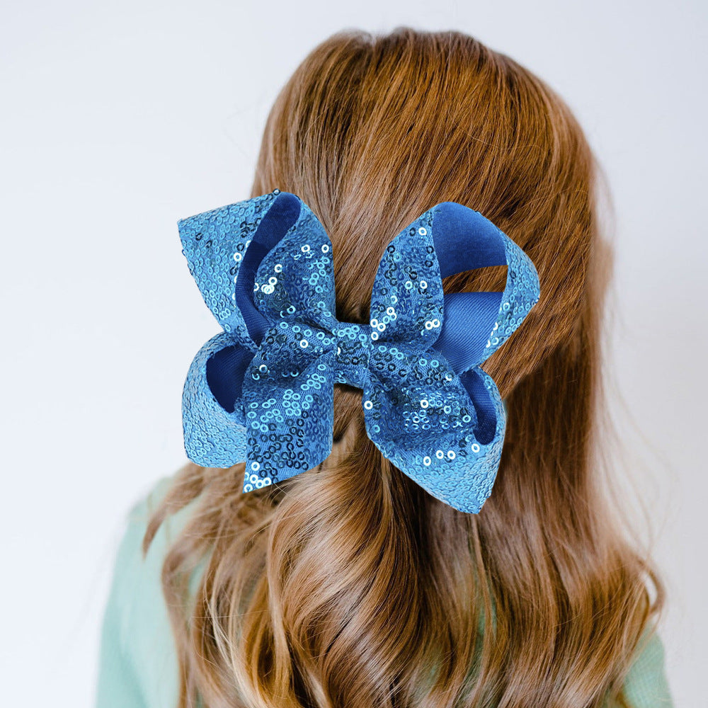 Presilha de cabelo infantil com borboleta de strass, cor sólida, lantejoulas, 12,7 cm (5 polegadas).