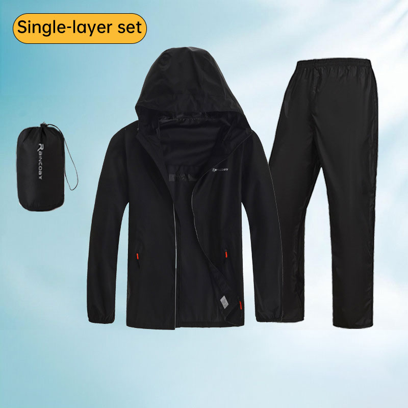 Conjunto de chuva ultraleve unissex - Jaqueta e calça impermeáveis e leves, ideal para atividades ao ar livre no verão, como pesca e ciclismo.