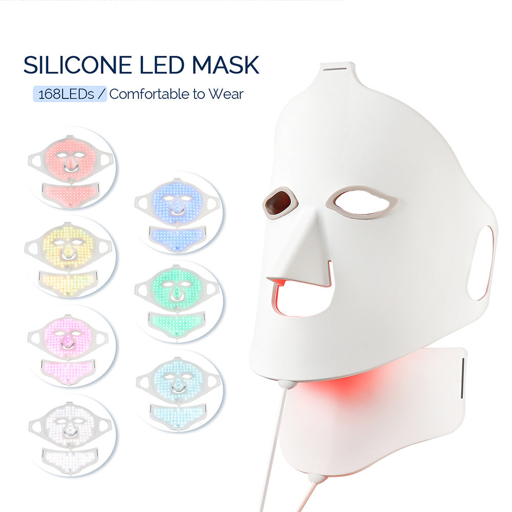 Máscara de beleza de silicone, máscara facial de rejuvenescimento com LED, instrumento de luz vermelha e azul, espectrômetro de luz de grande alcance.