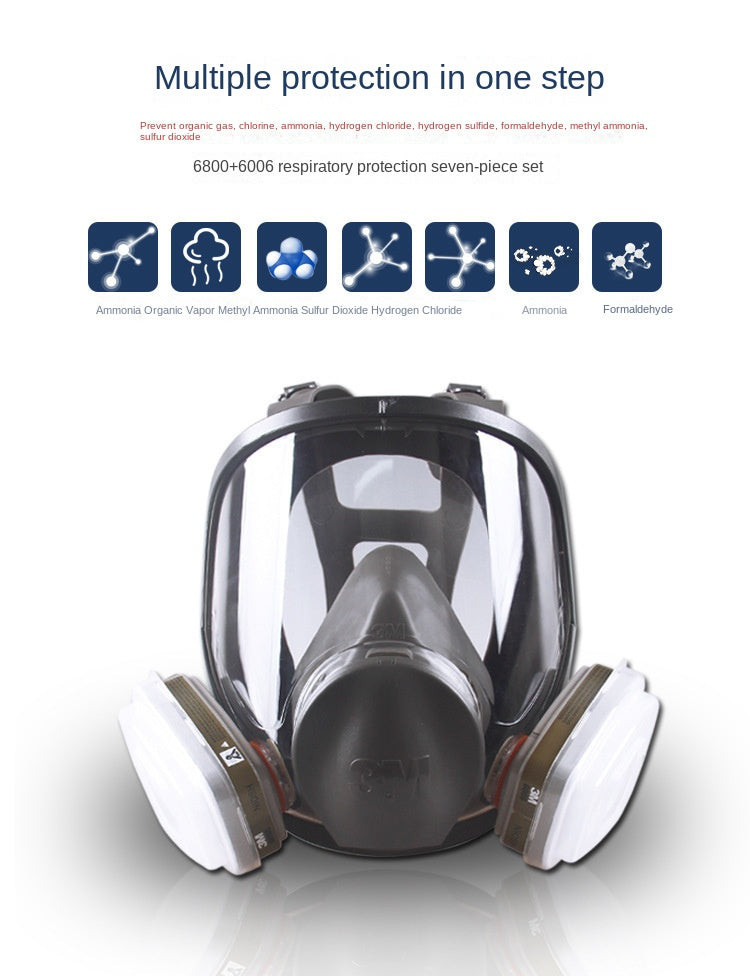 Máscara 3M 6800 de proteção facial completa contra respingos de tinta, odores e poeira industrial.