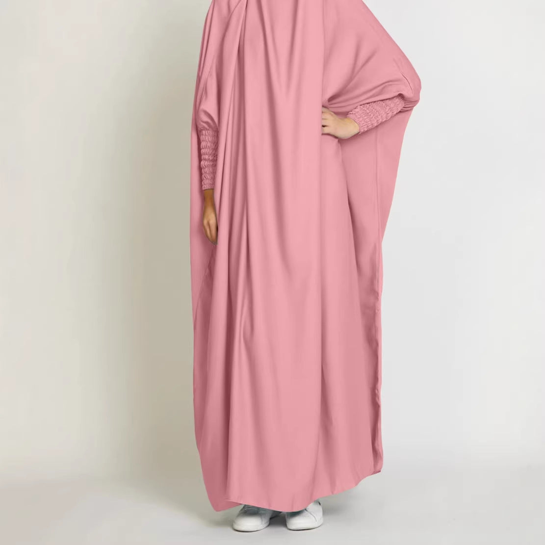 Vestido longo feminino elegante e solto, cor sólida, casual, plus size.