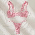 Conjunto de lingerie sexy de três peças Pure Desire com renda floral de alta qualidade