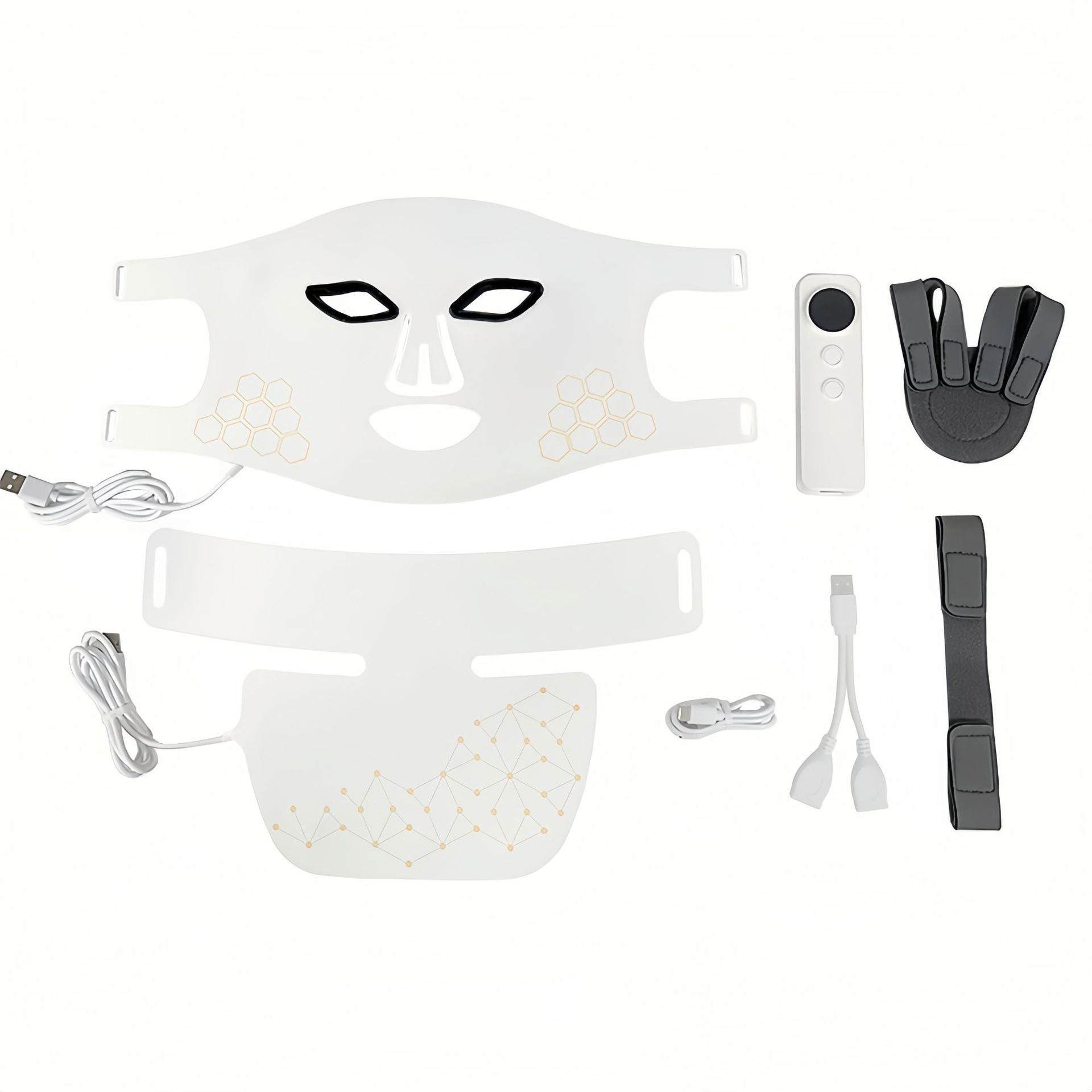 Conjunto de máscara facial de rejuvenescimento fotônico com terapia infravermelha combinada.