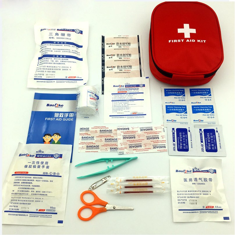 Kit de primeiros socorros para camping, trilhas e viagens de carro (25 peças) - Kit de emergência médica para tratamento e sobrevivência em áreas selvagens.