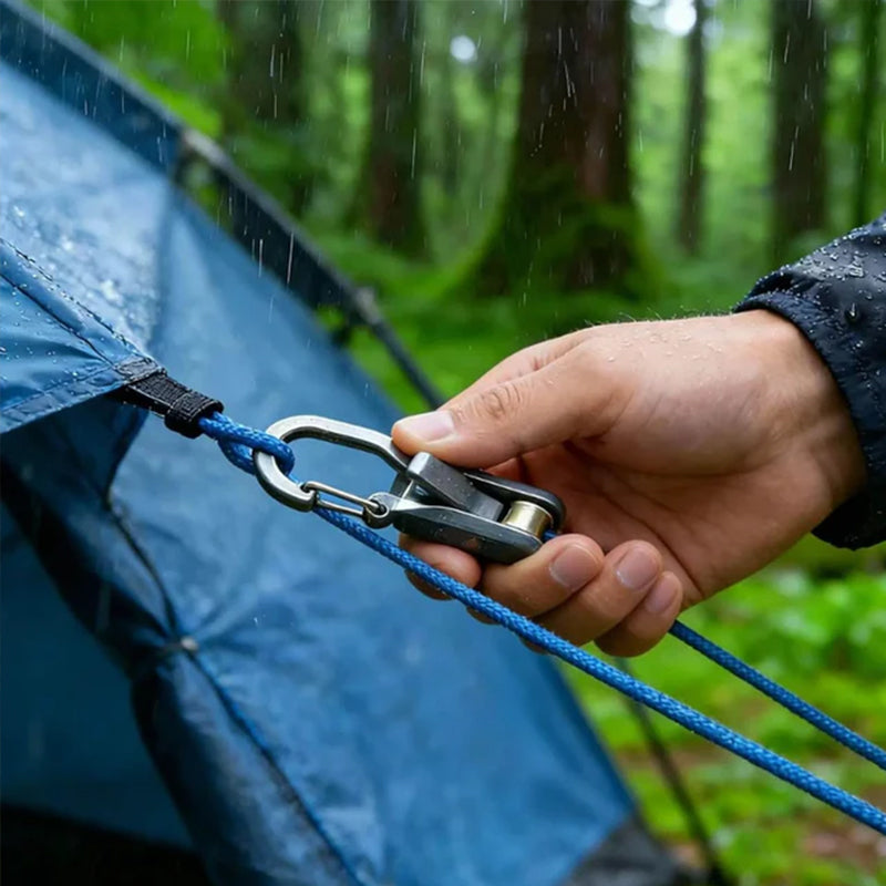 Conjunto de 6 Ajustadores de Paracord, Ferramentas de Aperto de Corda com Rodas, Tensionadores de Alta Resistência para Camping e Fitas para Lona