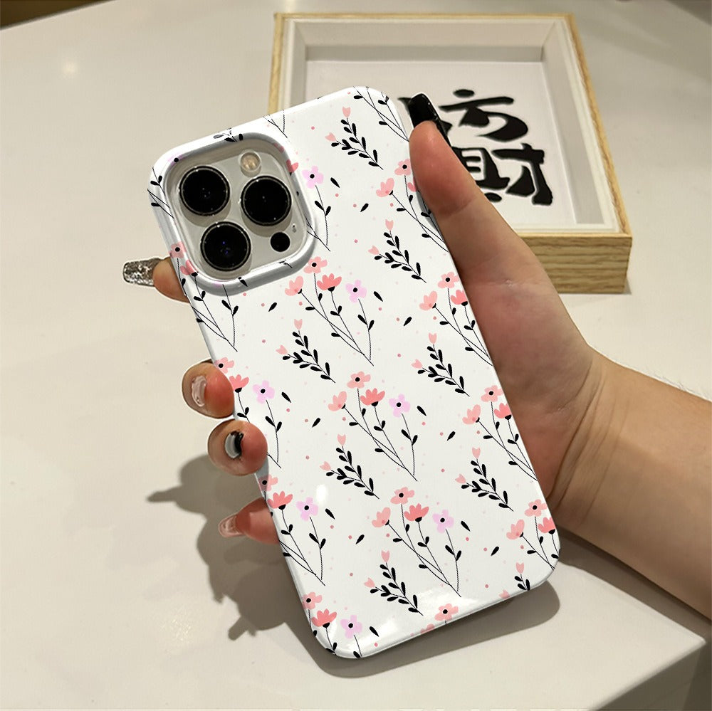 Capa protetora de película floral para Apple 15 Pro, IP16PM, 2 em 1, para celular Apple 13.