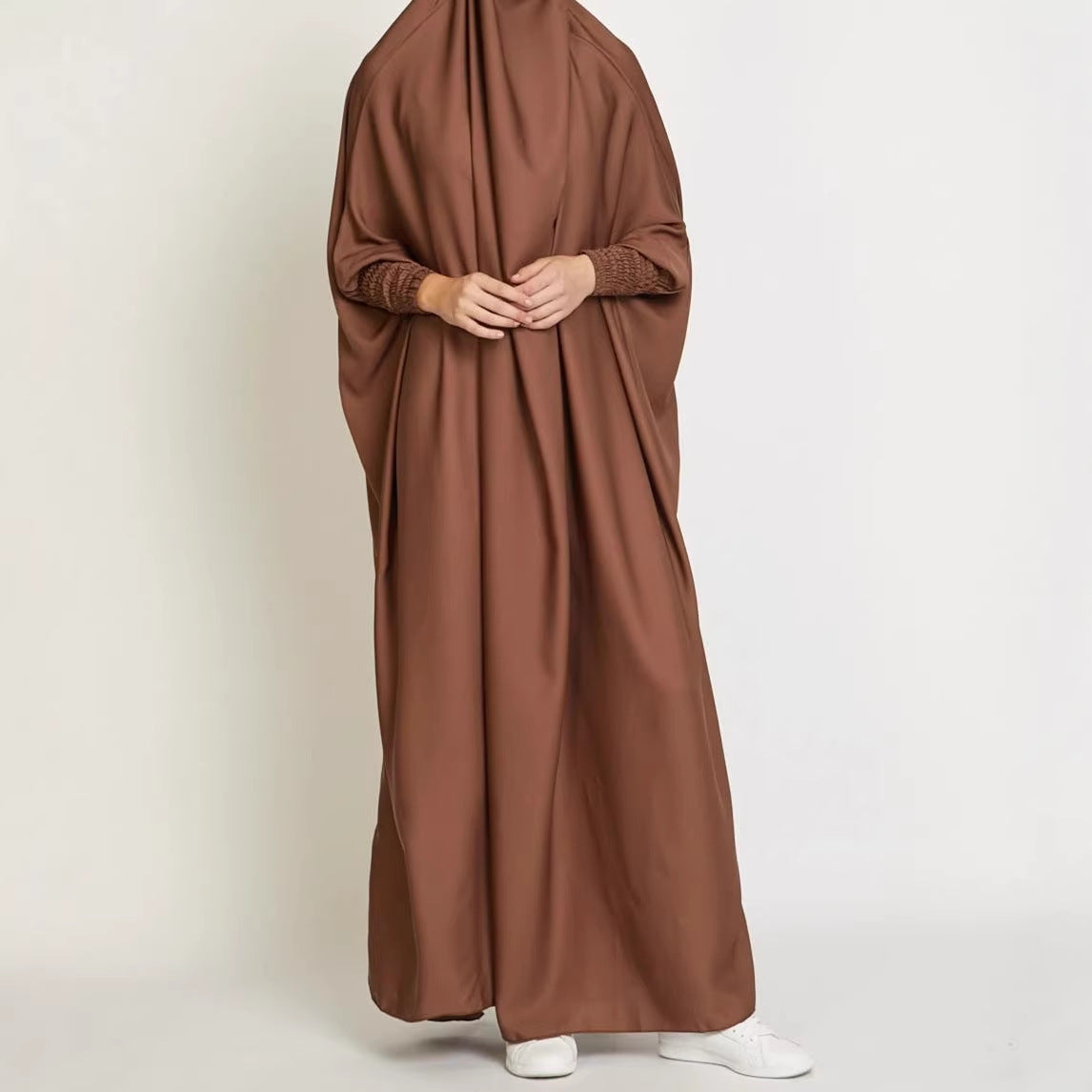 Vestido longo feminino elegante e solto, cor sólida, casual, plus size.