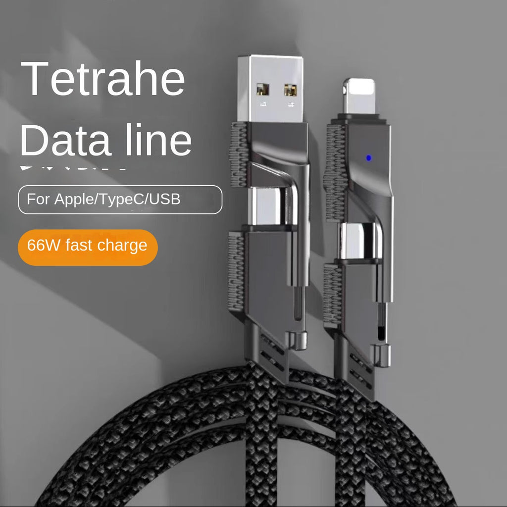 Cabo 4 em 1 de fábrica, USB-C duplo para Lightning, carregamento rápido PD 2 em 1 de 100 W, USB duplo tipo C para Lightning