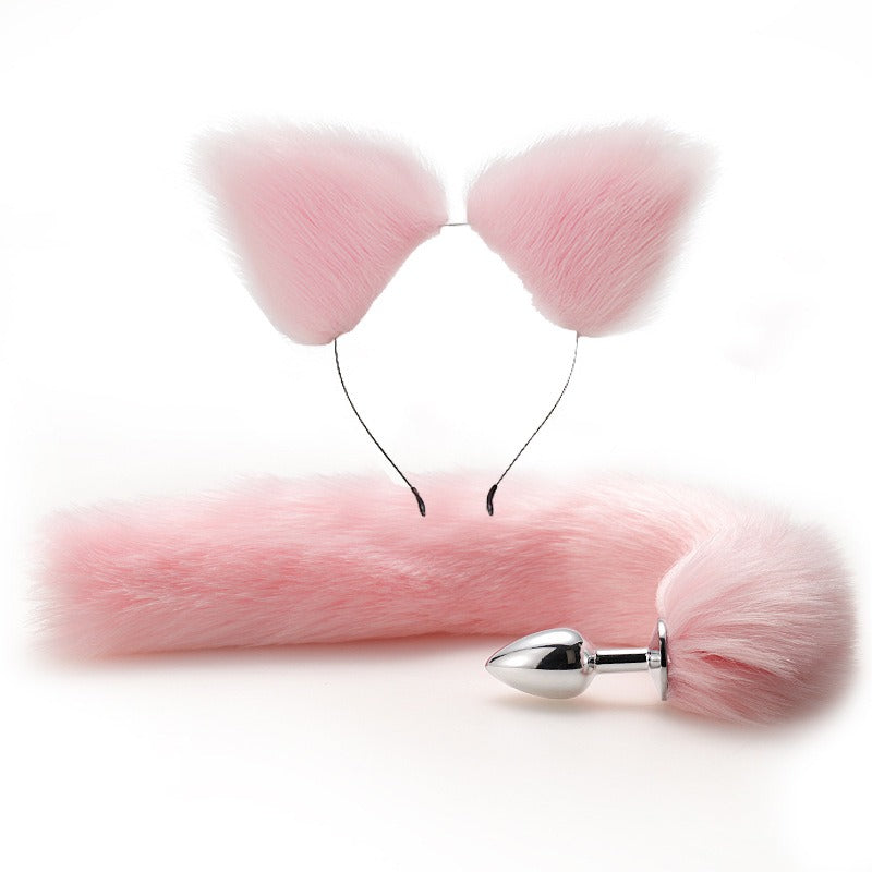 Plug Anal Erótico com Cauda de Raposa em Metal, Plugue Posterior, Brinquedo Adulto, Conjunto de Cauda Artificial para Brincar