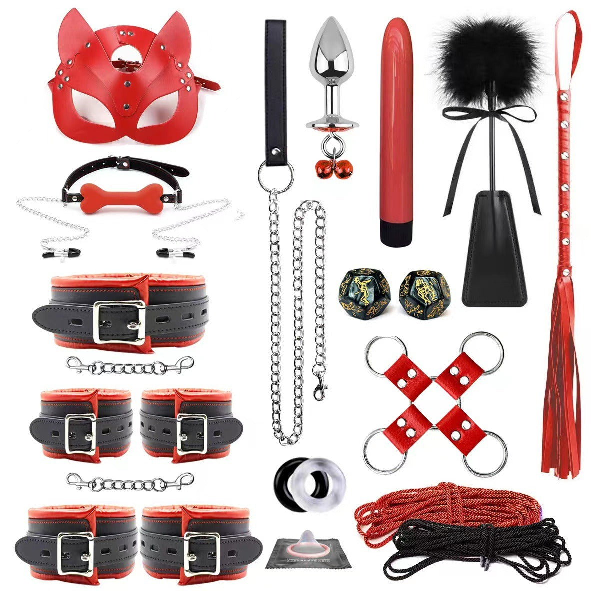 Conjunto de algemas e tornozeleiras de couro e esponja para condicionamento físico e bondage.
