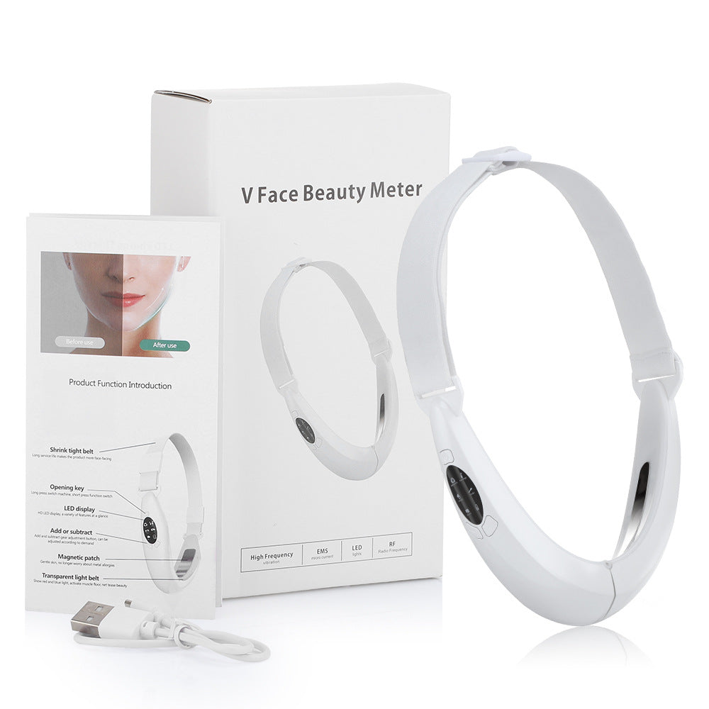 Microcorrente Luz Colorida Instrumento V para Firmeza Facial  Beauty Instrument Hot Compress Lifting Face Slimming Instrument
