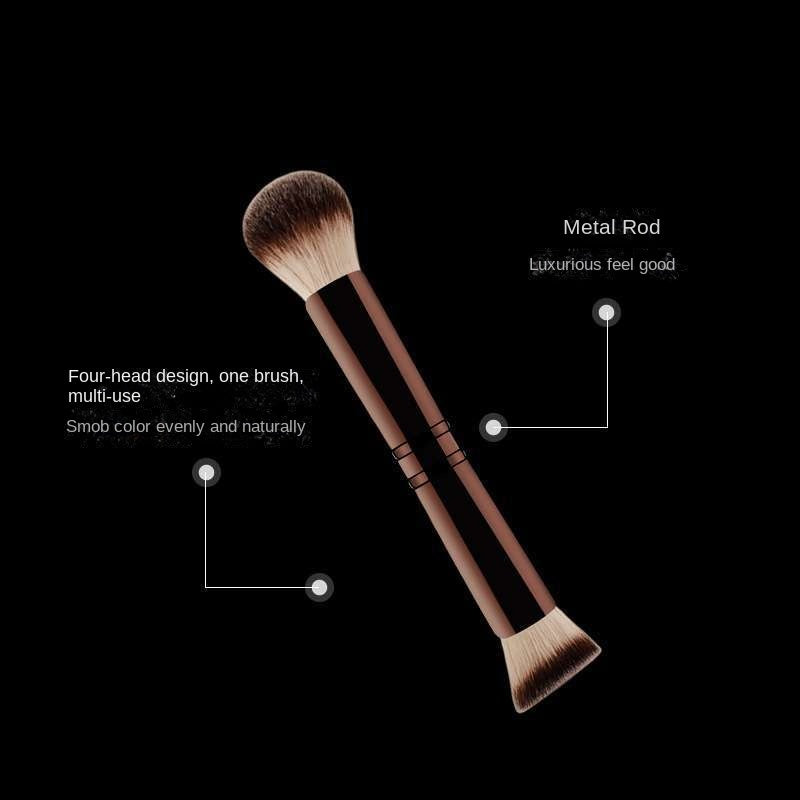 Pincel de maquiagem multifuncional oculto de quatro cabeças HG, pincel para pó, pincel para blush