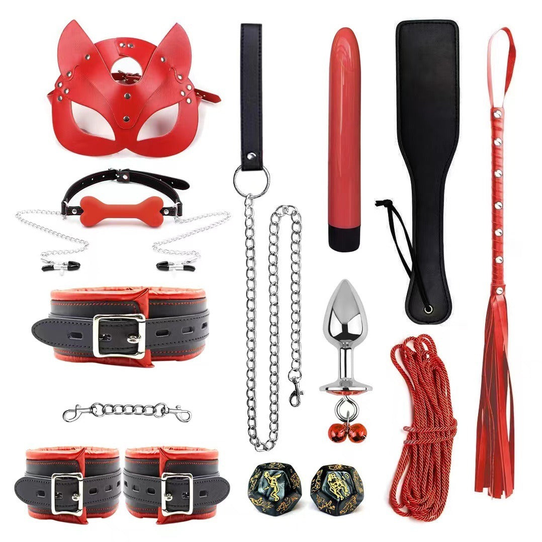 Conjunto de algemas e tornozeleiras de couro e esponja para condicionamento físico e bondage.