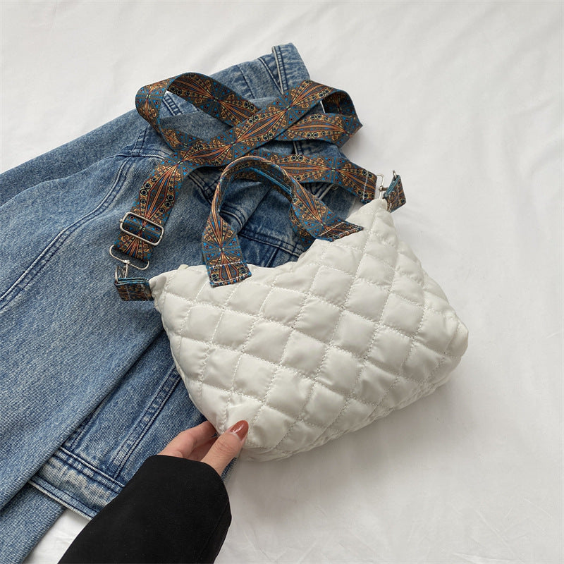 Bolsa casual, bolsa de ombro simples, bolsa transversal elegante, bolsa tote acolchoada estilo coreano.