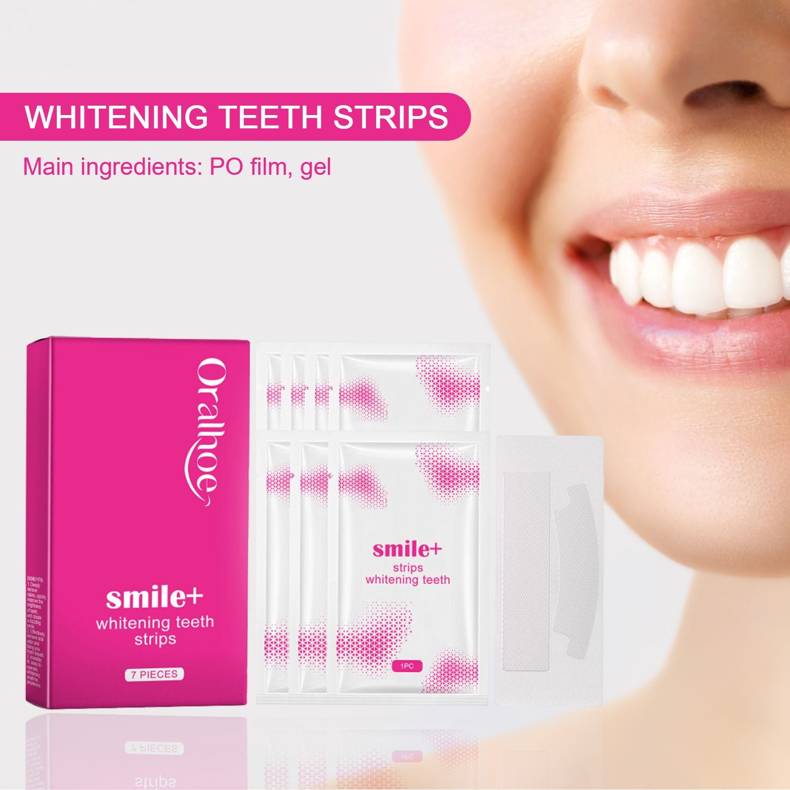 Adesivo clareador dental Oralhoe para limpeza de manchas, tártaro e dentes amarelados. Adesivo portátil para clareamento bucal.