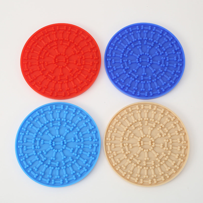Tapete de silicone para alimentação com ventosa, tapete para lamber para animais de estimação, tapete para alimentação lenta, tapete antiderrapante para alimentação lenta, tapete redondo para lamber p
