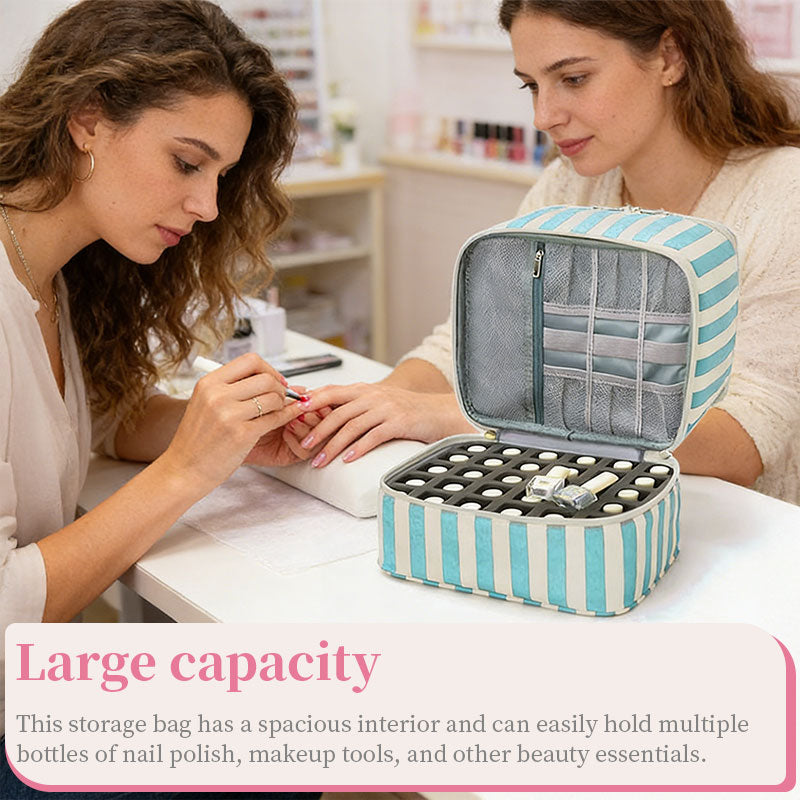 Estojo organizador de esmaltes e óleos essenciais de camada dupla, kit portátil com 30 compartimentos para cuidados com as unhas, estojo organizador para ferramentas de manicure.
