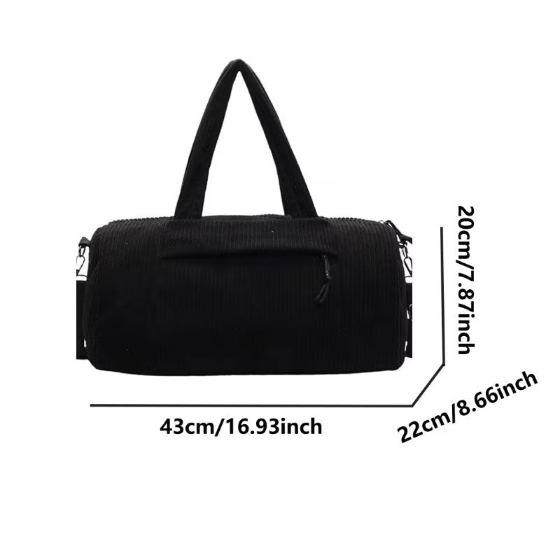 Bolsa transversal esportiva de alta capacidade, cor sólida e portátil, com alça ajustável, unissex, em veludo cotelê.