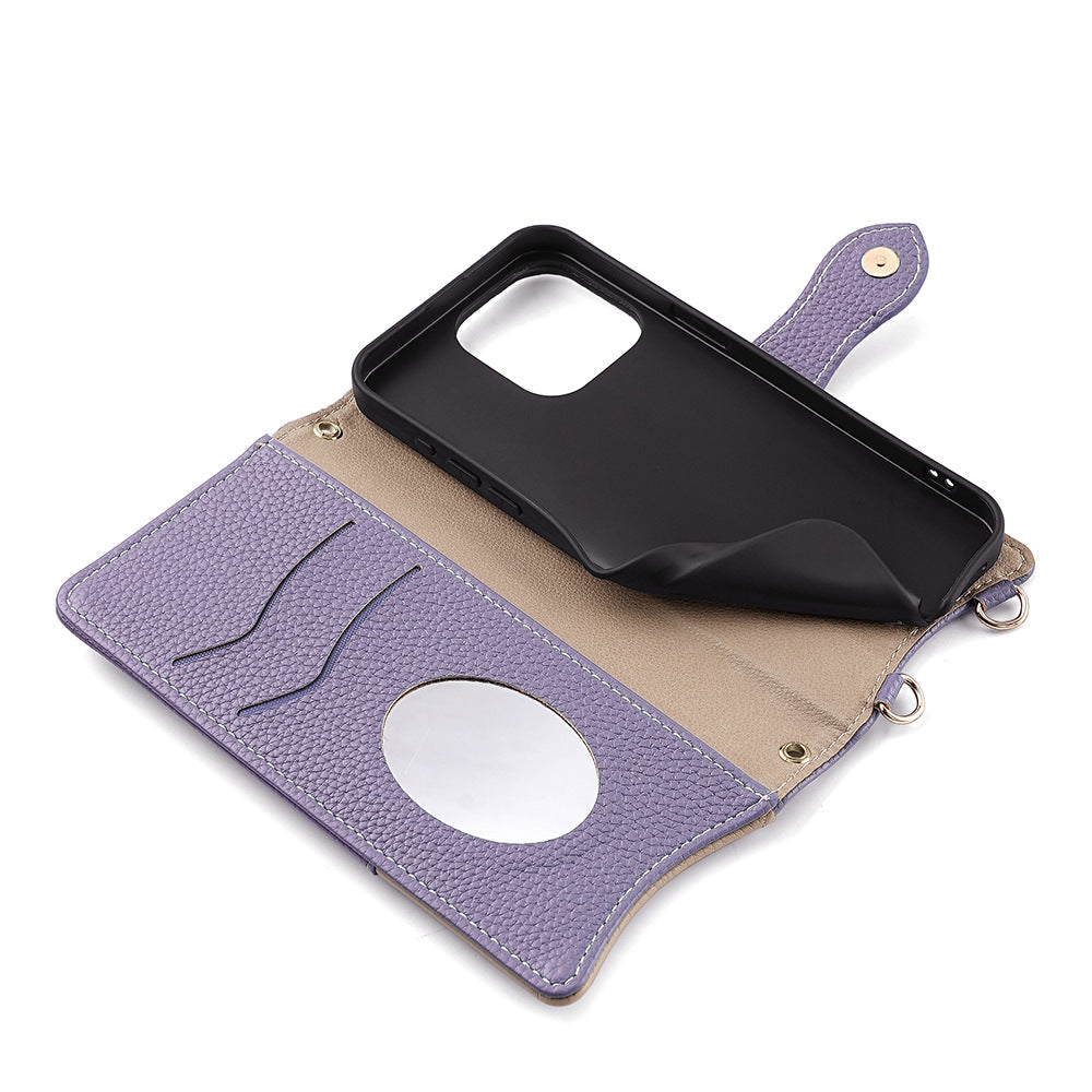 Capa transversal Apple 17 Promax com espelho de maquiagem, compatível com iPhone 15, suporte para iPhone 16 e capa para iPhone 13.