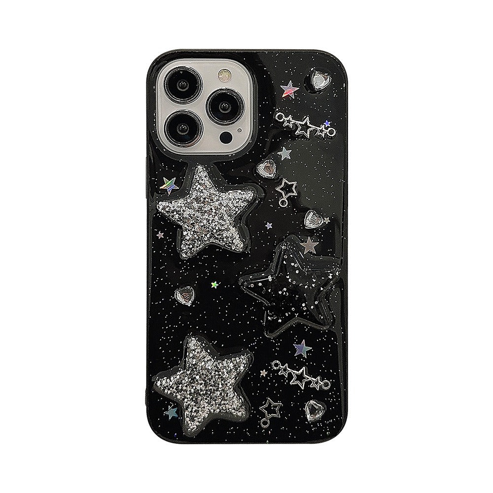 Capa para iPhone 14 com estampa de estrela 3D, design doce e moderno, compatível com Apple Phone, modelo 13 Drop Glue X/8, com design Spicy Girl 12/11 e compatível com iPhone 15 Pro Max.