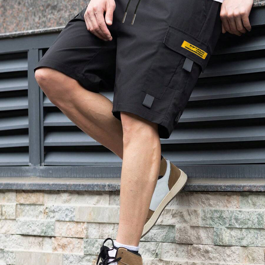 Calções masculinos casuais, modernos, folgados, com cordão, para estudantes, tamanho europeu.