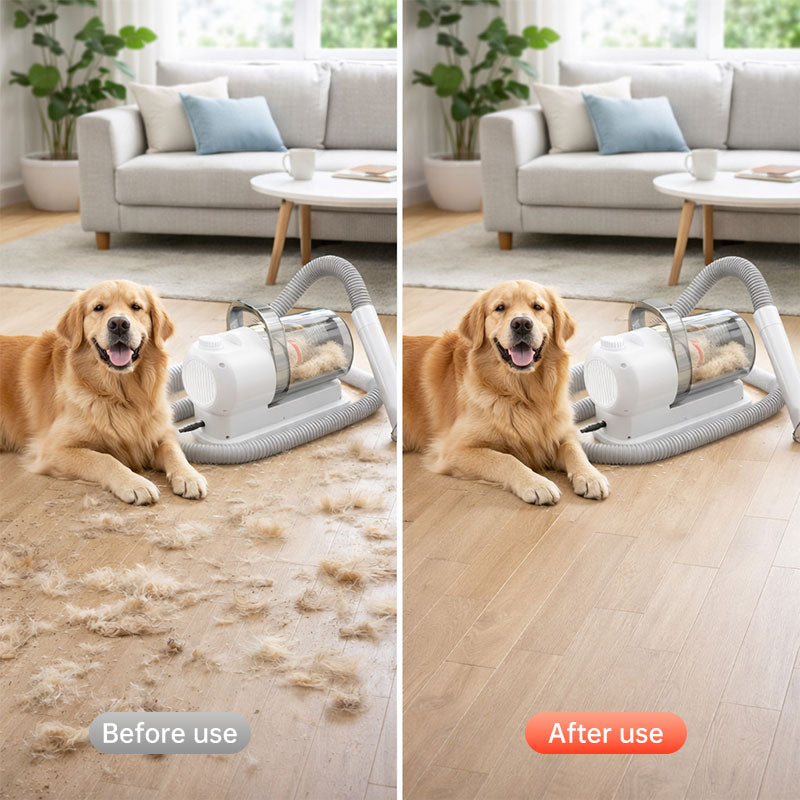 Kit de aspiração MicroData 2.5L para higiene de animais de estimação com pentes e escovas elétricas para cães e gatos | 2 em 1: remoção de pelos mortos e sucção