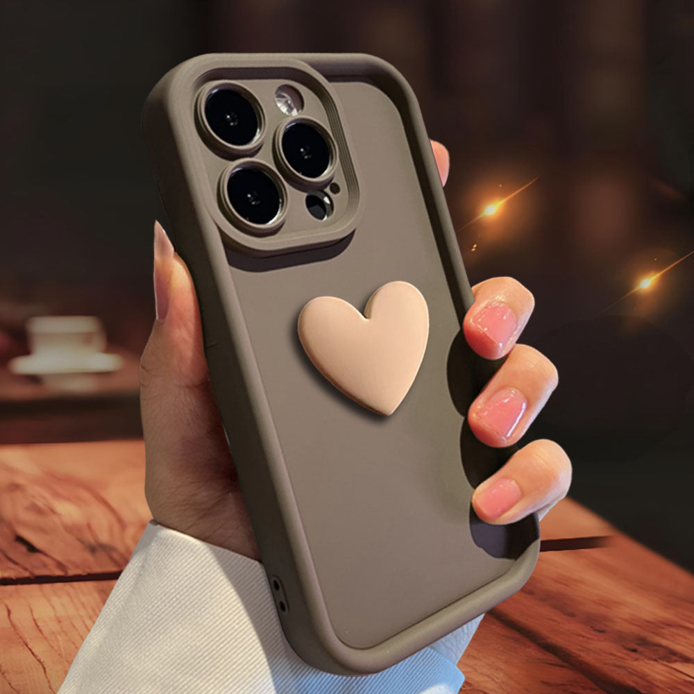 Capa protetora 3D Love para iPhone 15, compatível com Apple Phone, acabamento fosco e confortável para a pele, compatível com iPhone 14 Pro Max, com lente inclusa.