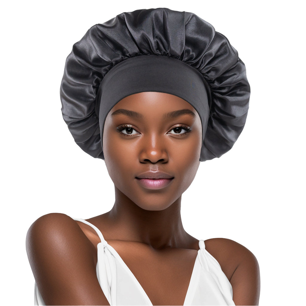 Touca de Banho de Cor Sólida, Moda Adulta, Cetim, Aba Larga, para Dormir, Ideal para Mulheres Durante a Quimioterapia e Cuidados com os Cabelos.