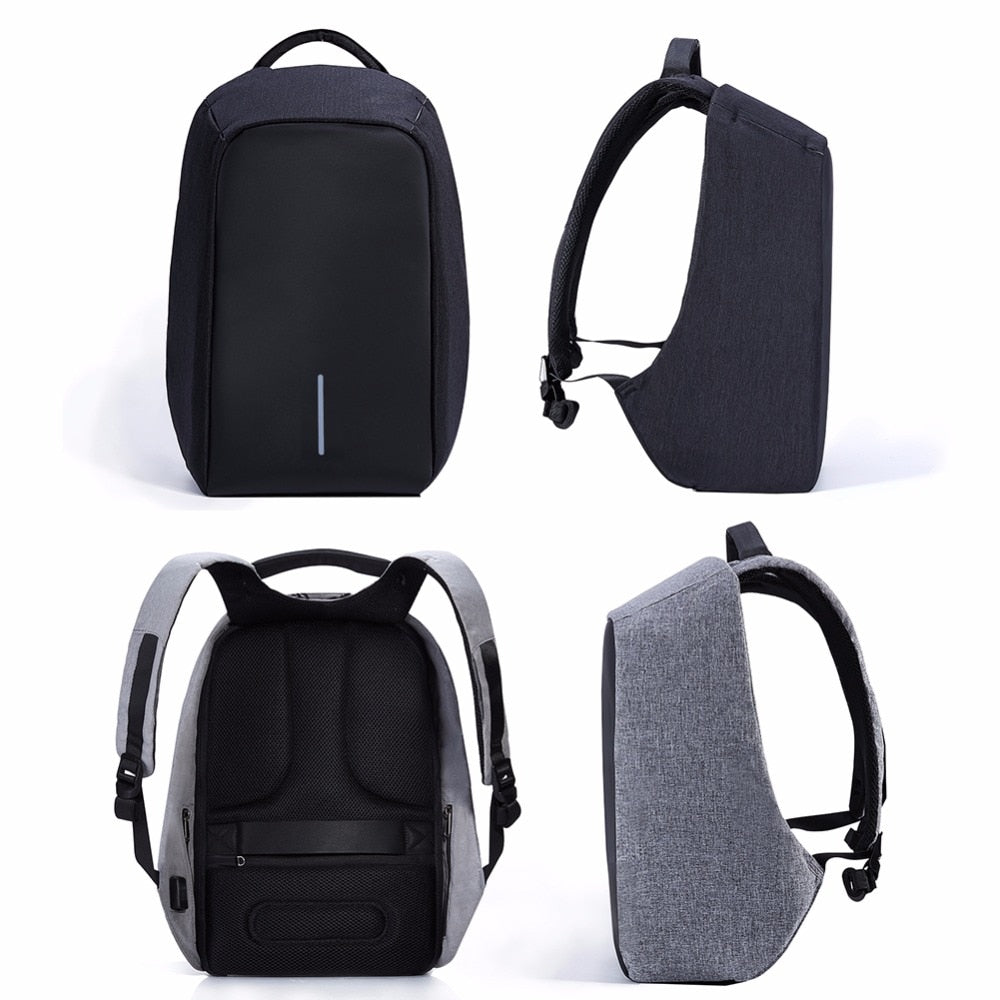 Mochila impermeável para laptop masculino de 15 polegadas, multifuncional, antifurto, com carregamento USB, ideal para viagens e escola.