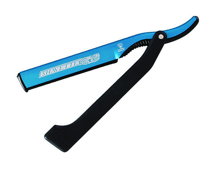 Dovo Shavette, Blue Aluminum with Black Plastic Handle