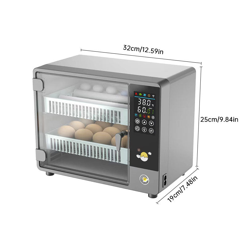 Incubadora automática para 24 ovos, máquina de incubação digital para galinhas, patos e codornas, equipamento avícola com controle por toque.