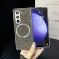 Capa para Samsung Z Fold 6, compatível com tela dobrável, capa protetora para Z Fold 5/W24 e capa magnética com glitter para Z Fold 3/4.