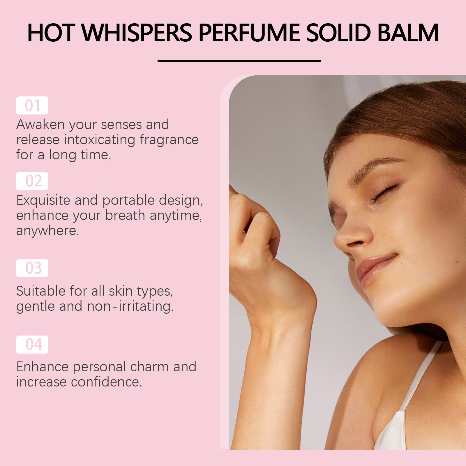 Bálsamo sólido perfumado Roxelis Rose: elegante, refrescante, sedoso e leve, ideal para levar no bolso.