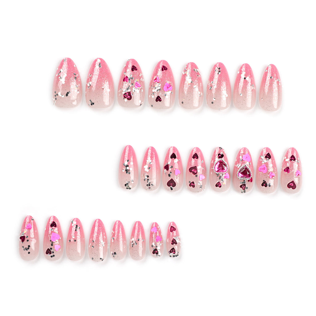 Unhas postiças populares na Europa e nos Estados Unidos, com design de unhas cruzadas, brilhantes e com efeito diamante.