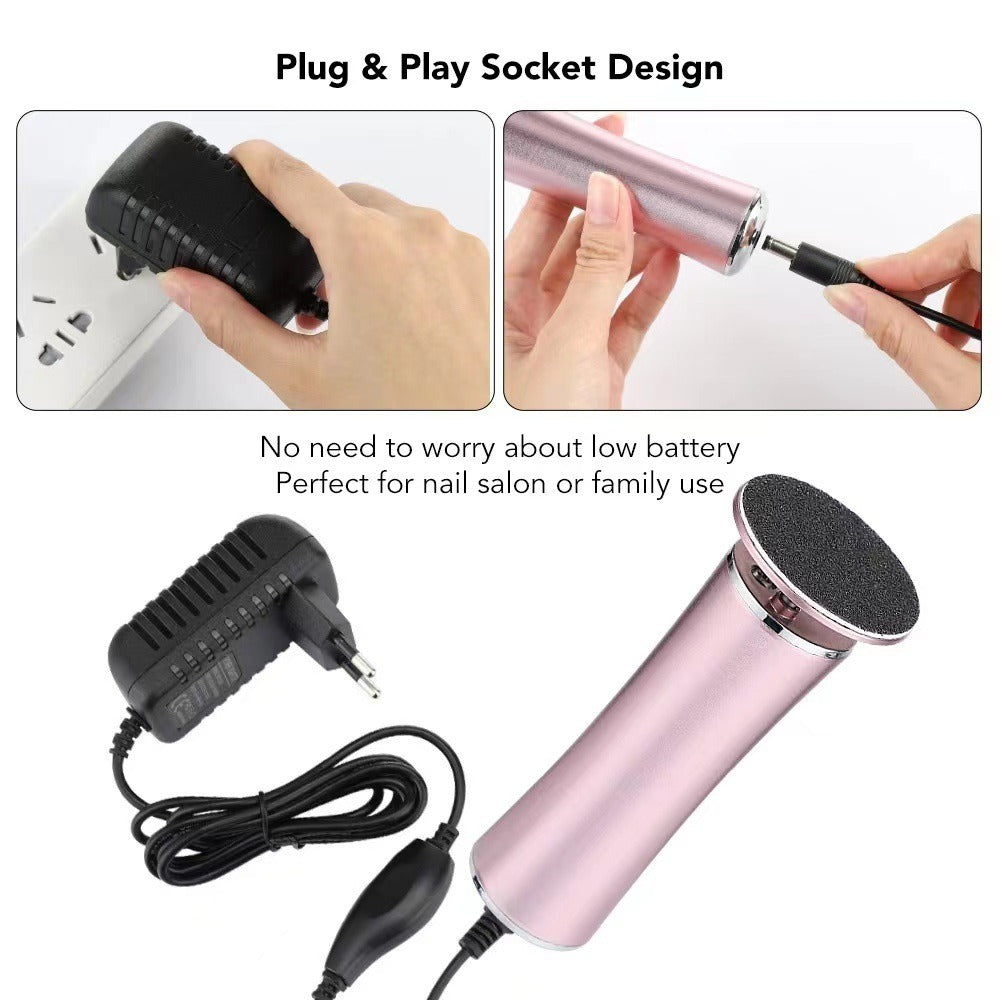 Lixa elétrica para pés, máquina de pedicure para remoção de calos e calosidades.